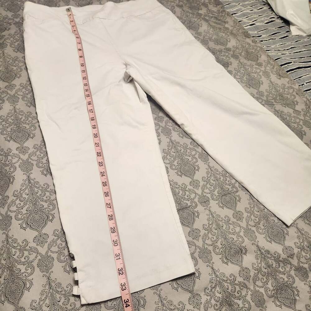 Allison Daley Pants Size 18 White Capri Side Slit - Picture 5 of 10